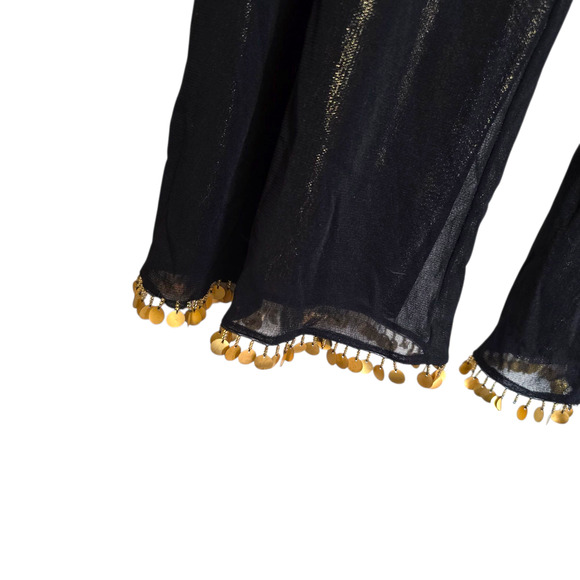 Vivienne Tam 90s Sheer Mesh Pants Black Gold Beaded Sequin Size 2 Archival Rare - Picture 5 of 9